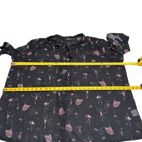 Eshakti Blouse Button Up 4XL Ballet Print Flared Sleeves Relaxed Comfort Whimsy - Picture 7 of 9